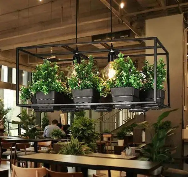Black Metal Planter Chandelier