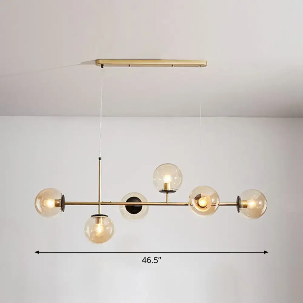 Black Glass Globe Postmodern Six-Light Chandelier