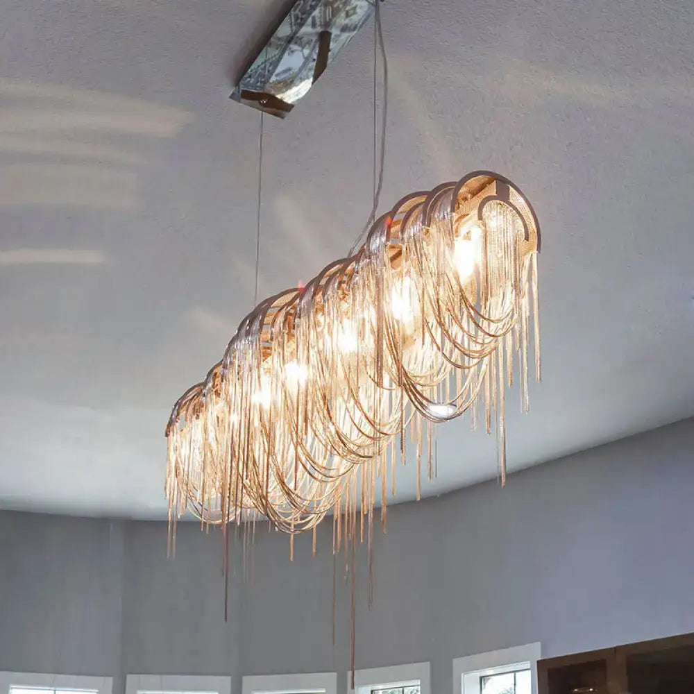 Gold Aluminum Tassel Pendant Light