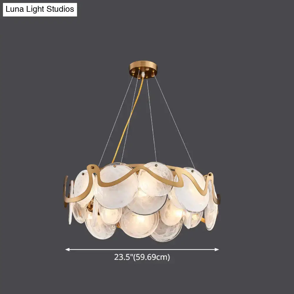 Brass Glass Eight-Light Frosted Pendant