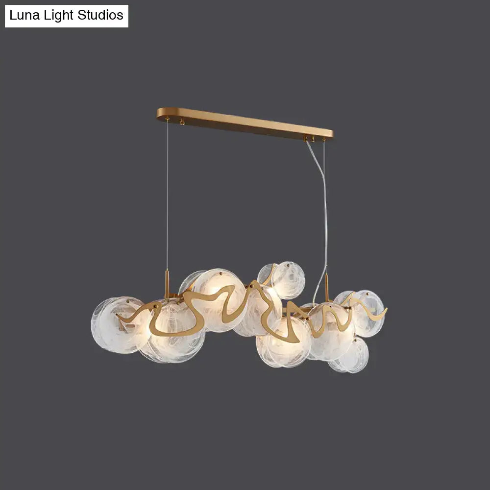 Brass Glass Eight-Light Frosted Pendant