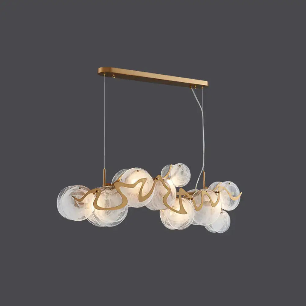 Brass Glass Eight-Light Frosted Pendant