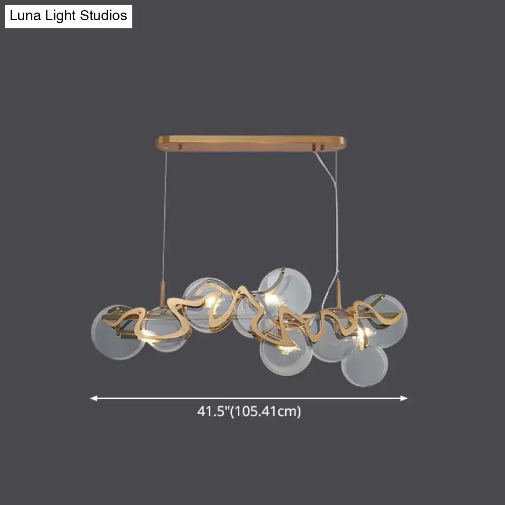 Brass Glass Eight-Light Frosted Pendant