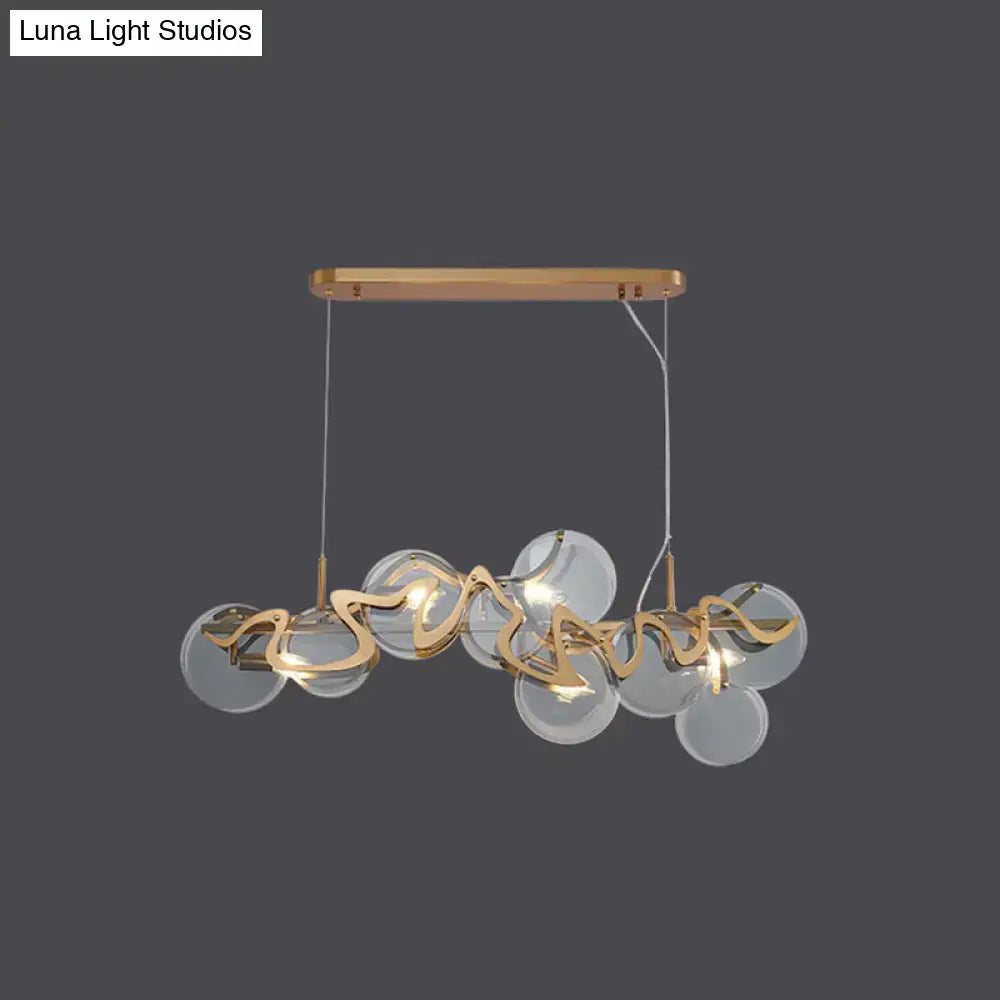 Brass Glass Eight-Light Frosted Pendant