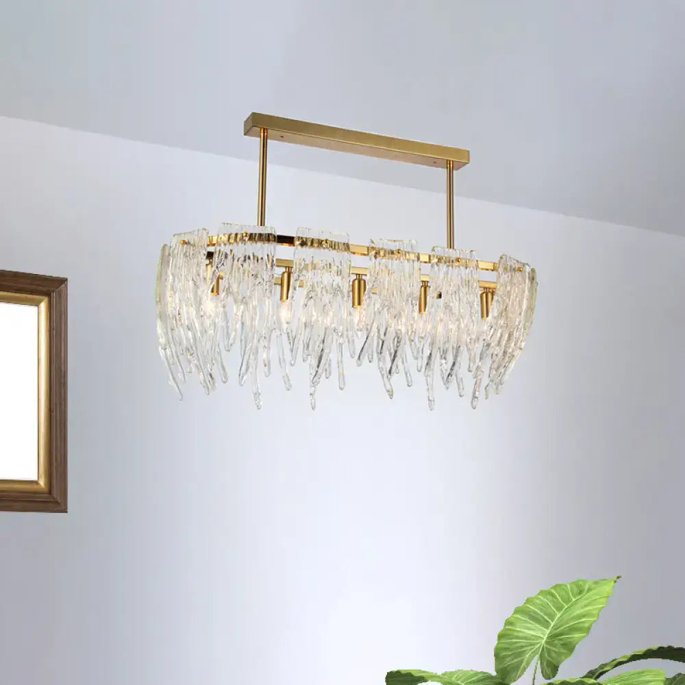 Gold Crystal Island Pendant Five-Light Draped