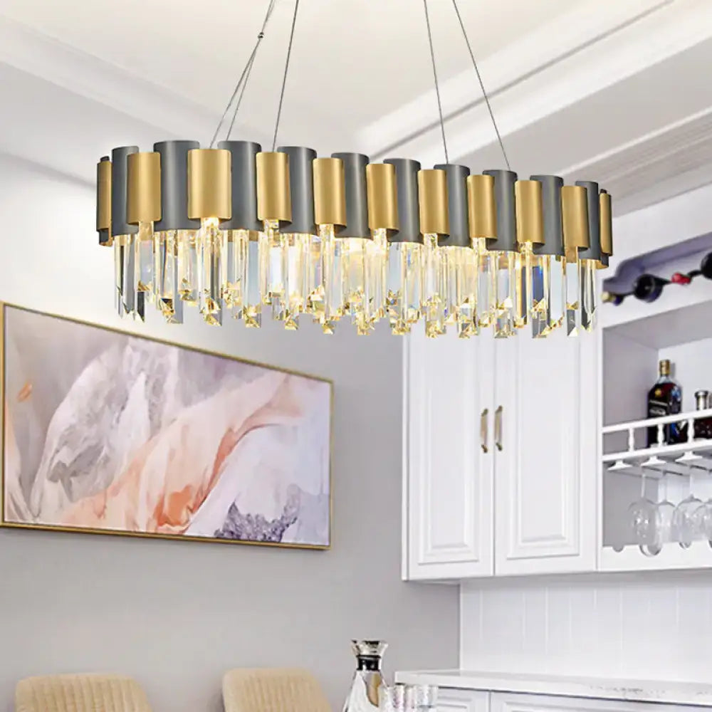 Black Crystal Linear Chandelier