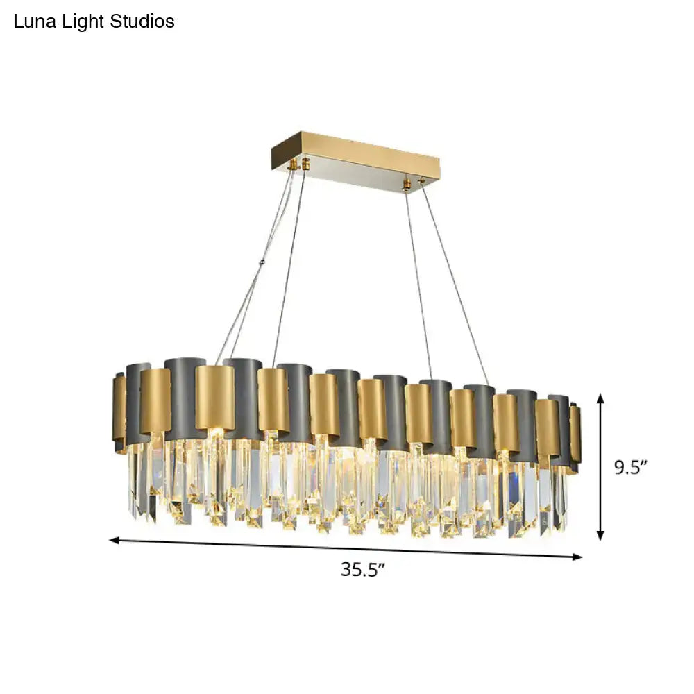 Black Crystal Linear Chandelier
