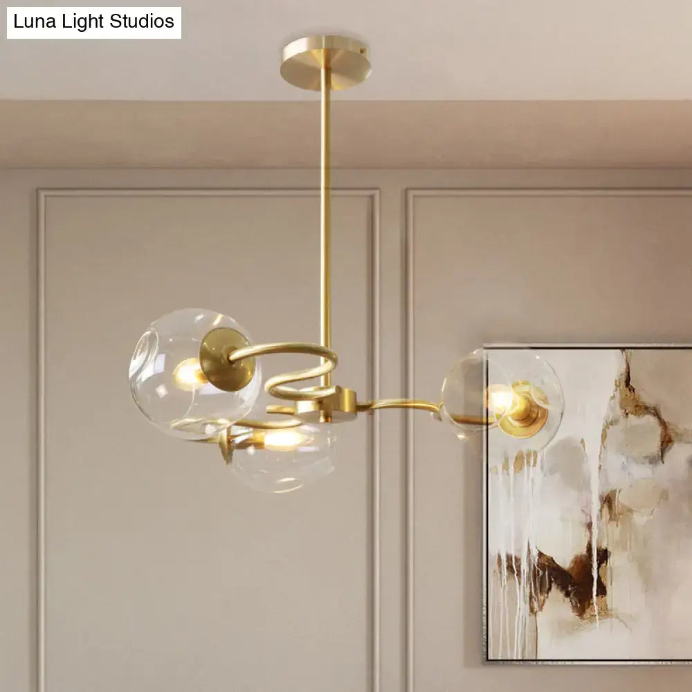 Brass Glass Globe Flush Mount