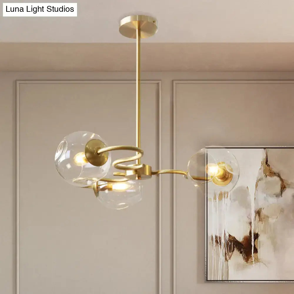 Brass Glass Globe Flush Mount