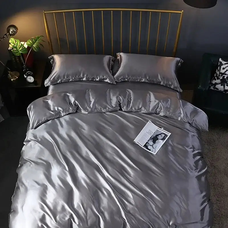 Emerald Satin Duvet Cover Set