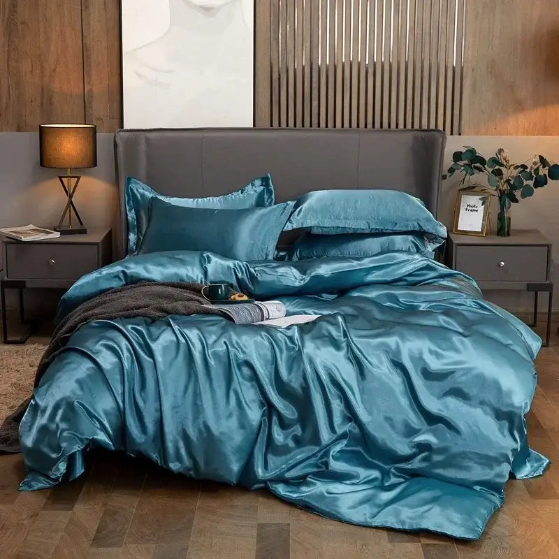 Emerald Satin Duvet Cover Set