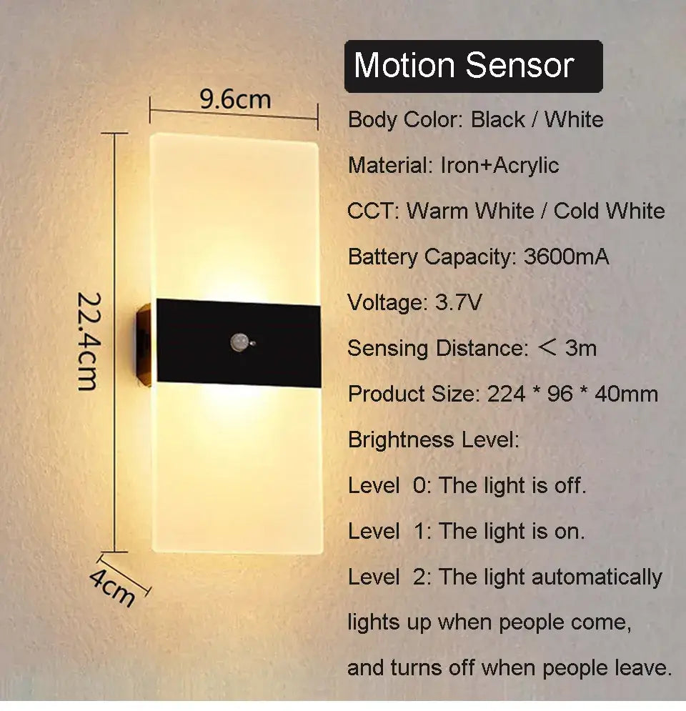 Black Rechargeable Wall Sconce