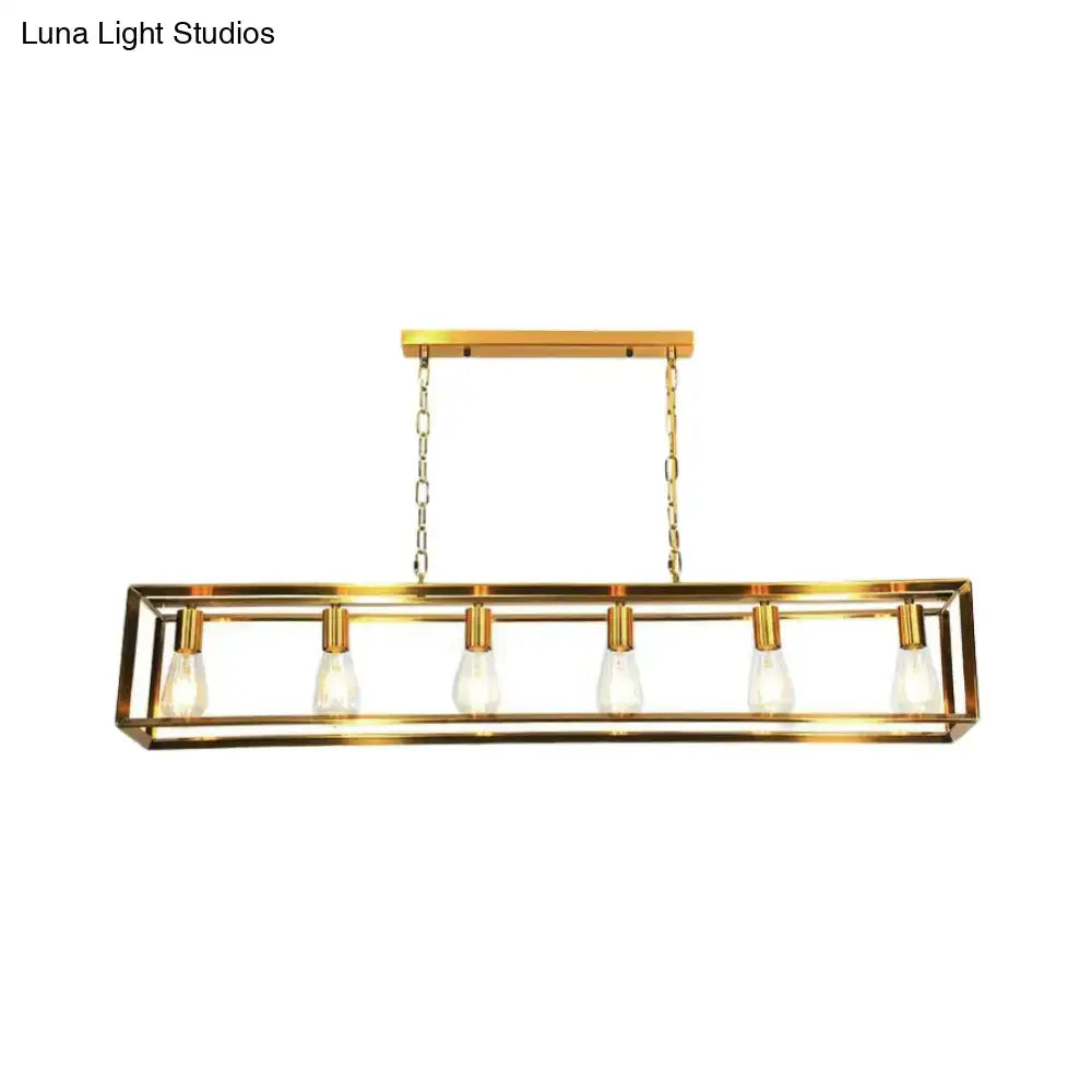 Brass Rectangle Island Light