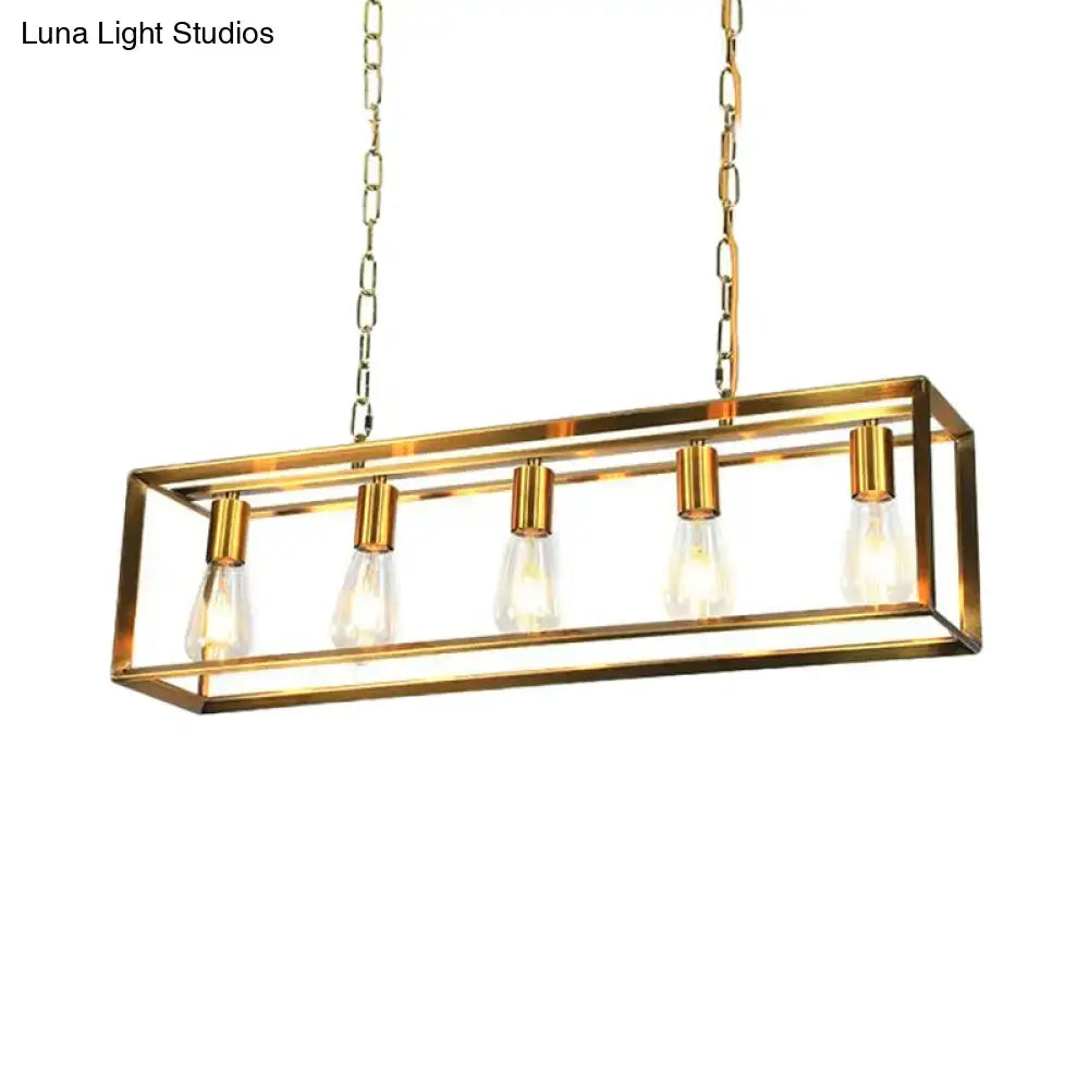 Brass Rectangle Island Light