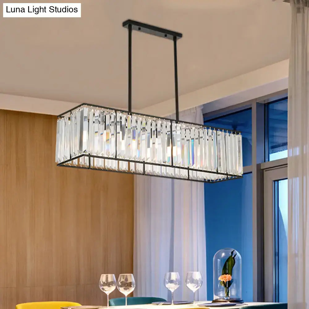 Black Traditional Clear Crystal Island Pendant