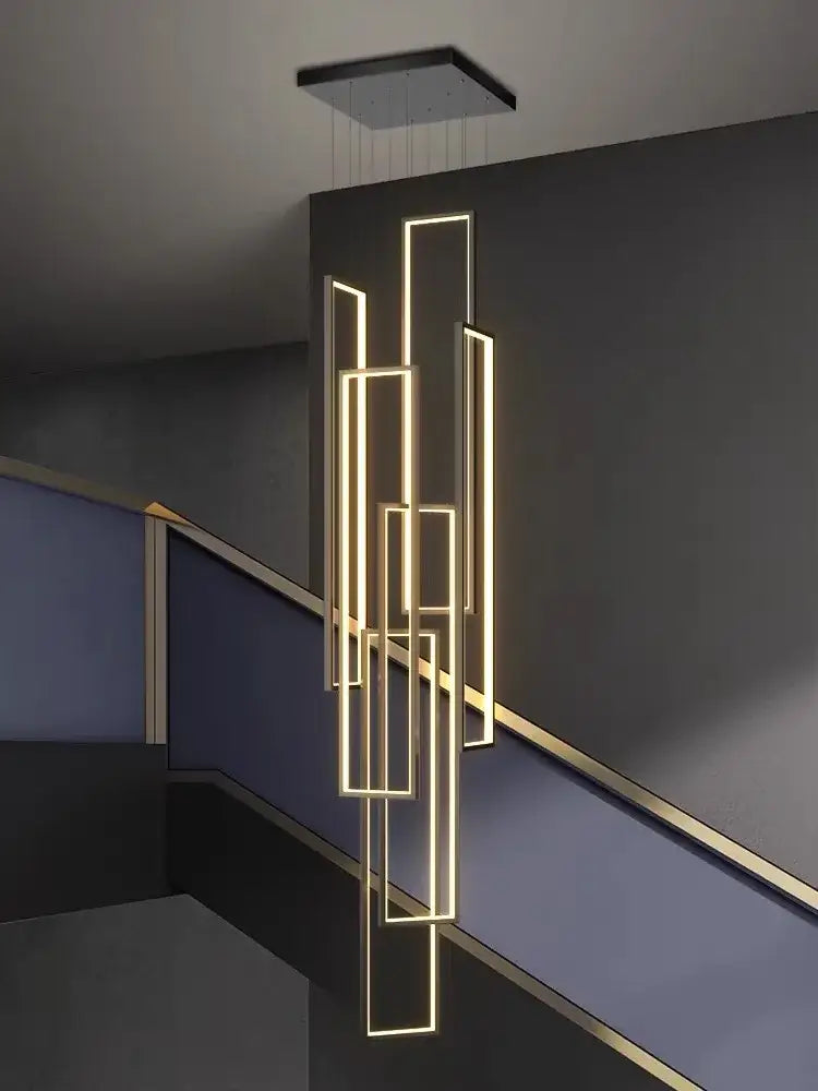 Black Gold Rectangle Chandelier