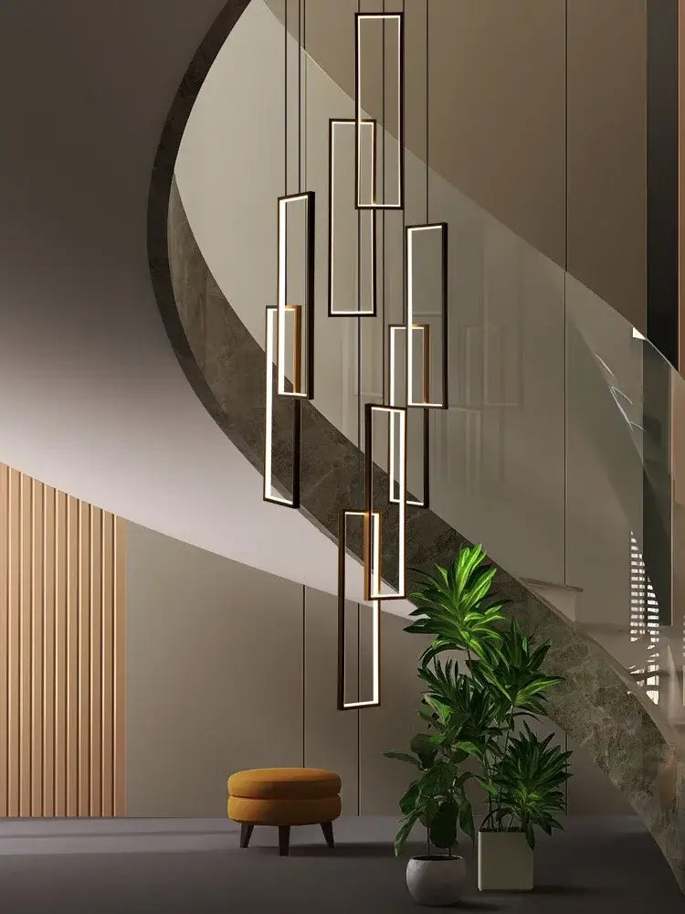 Black Gold Rectangle Chandelier