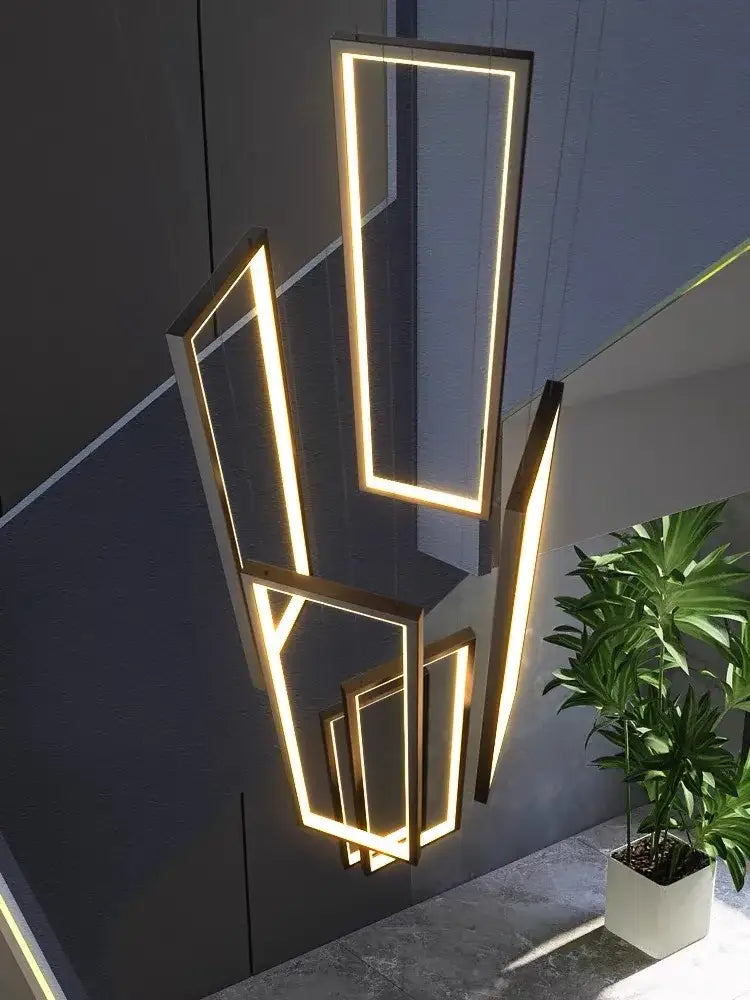 Black Gold Rectangle Chandelier