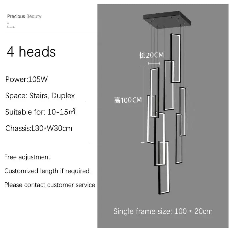 Black Gold Rectangle Chandelier