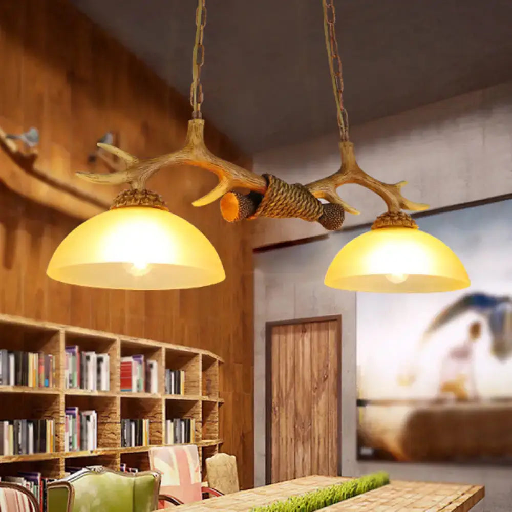 Wood Antler Pendant Light