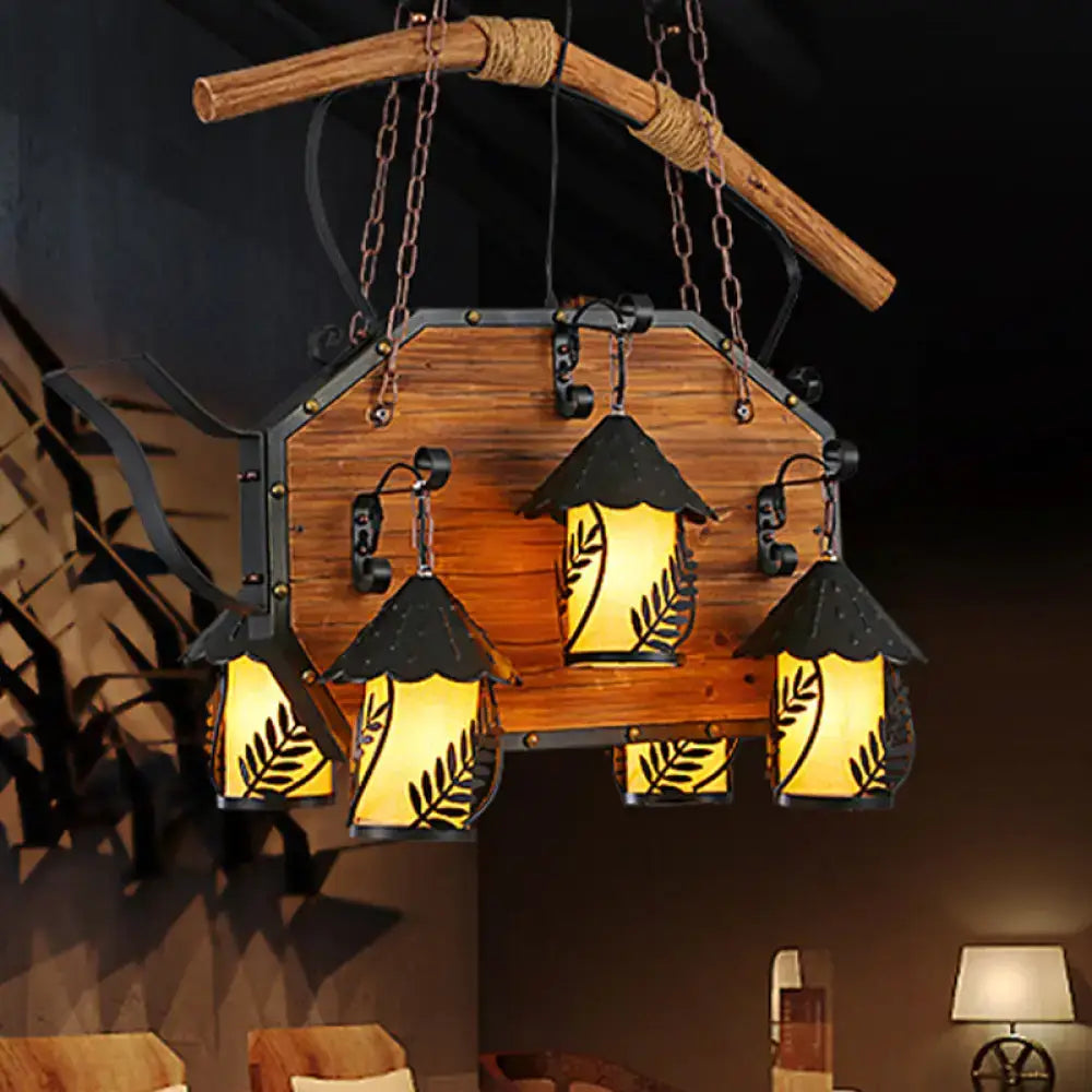 Wood Metal Teapot Light Fixture