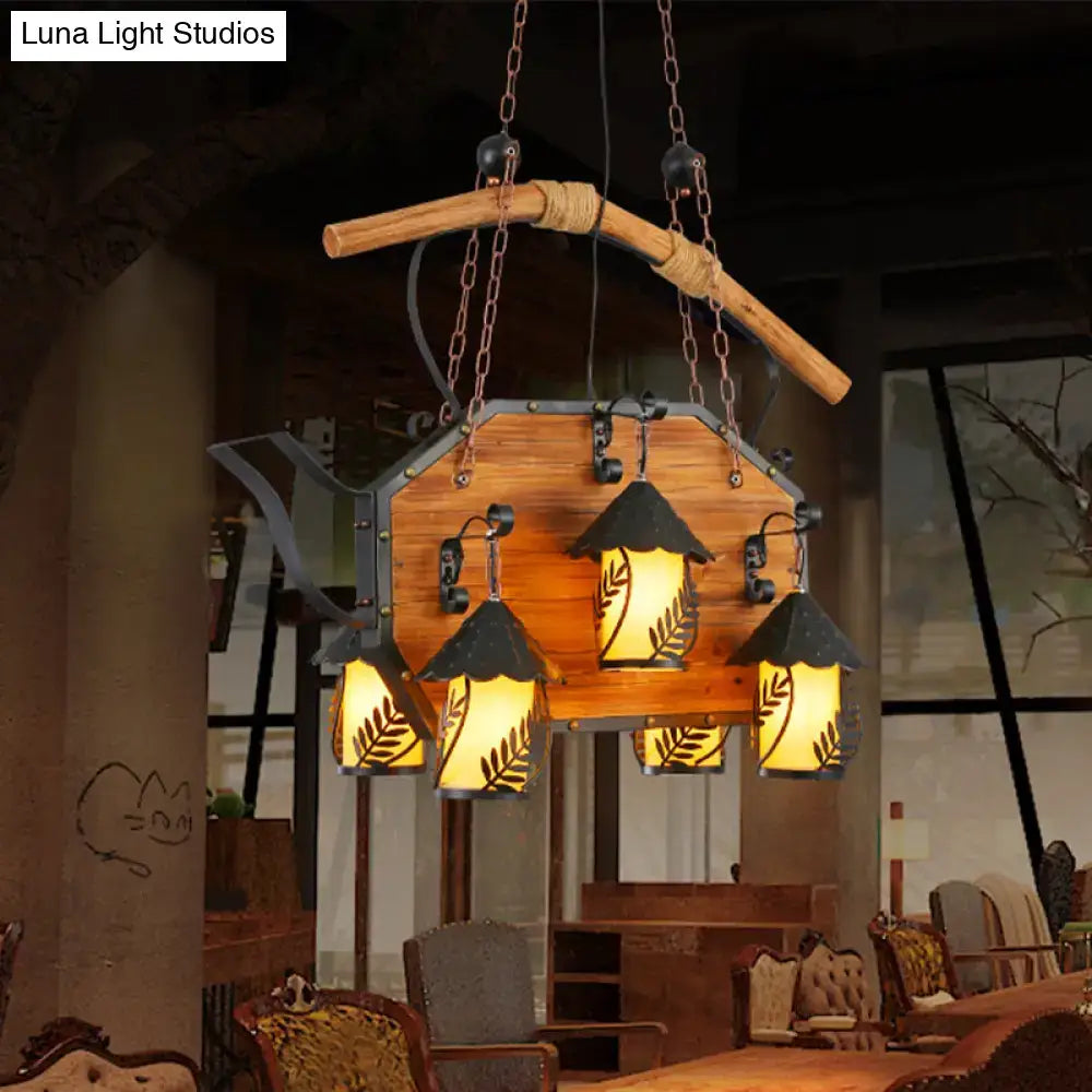 Wood Metal Teapot Light Fixture