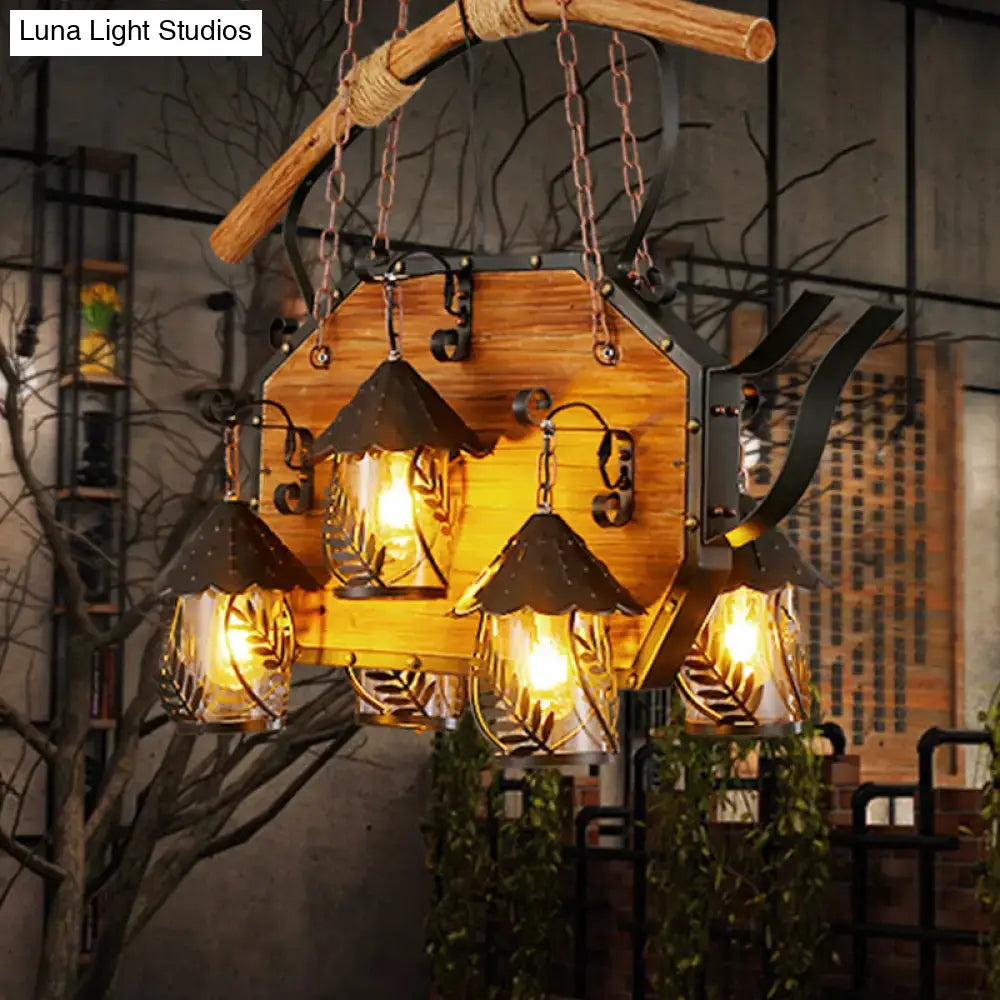 Wood Metal Teapot Light Fixture