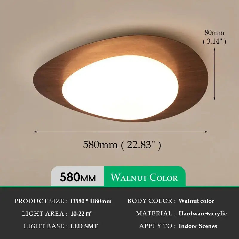Walnut Oval Acrylic Ceiling Light