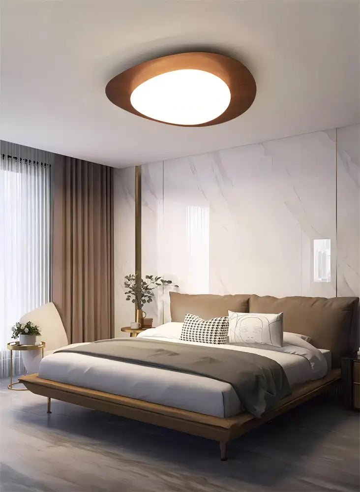 Walnut Oval Acrylic Ceiling Light