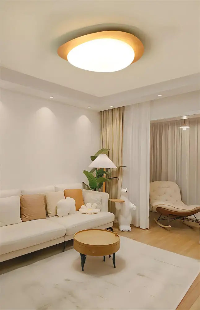 Walnut Oval Acrylic Ceiling Light