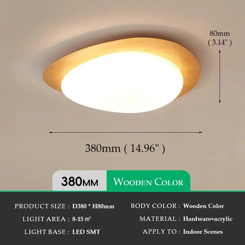 Walnut Oval Acrylic Ceiling Light