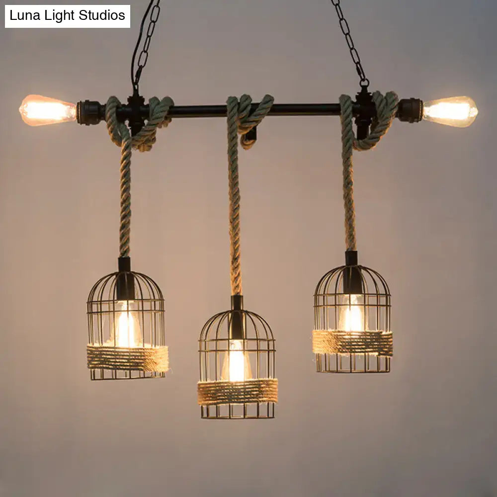 Black Rope Lantern Pendant