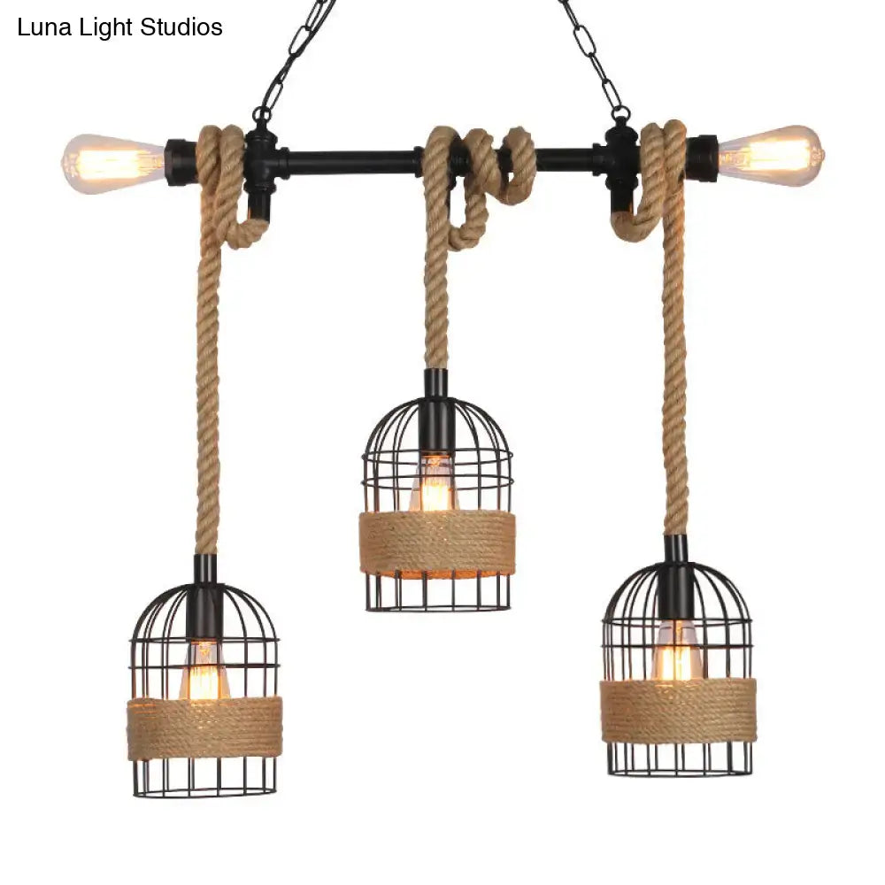 Black Rope Lantern Pendant