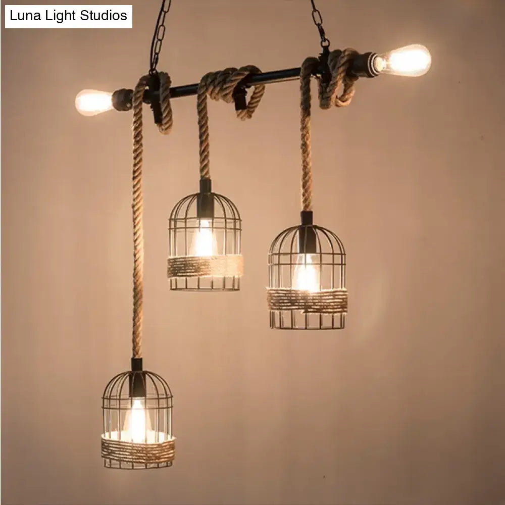 Black Rope Lantern Pendant