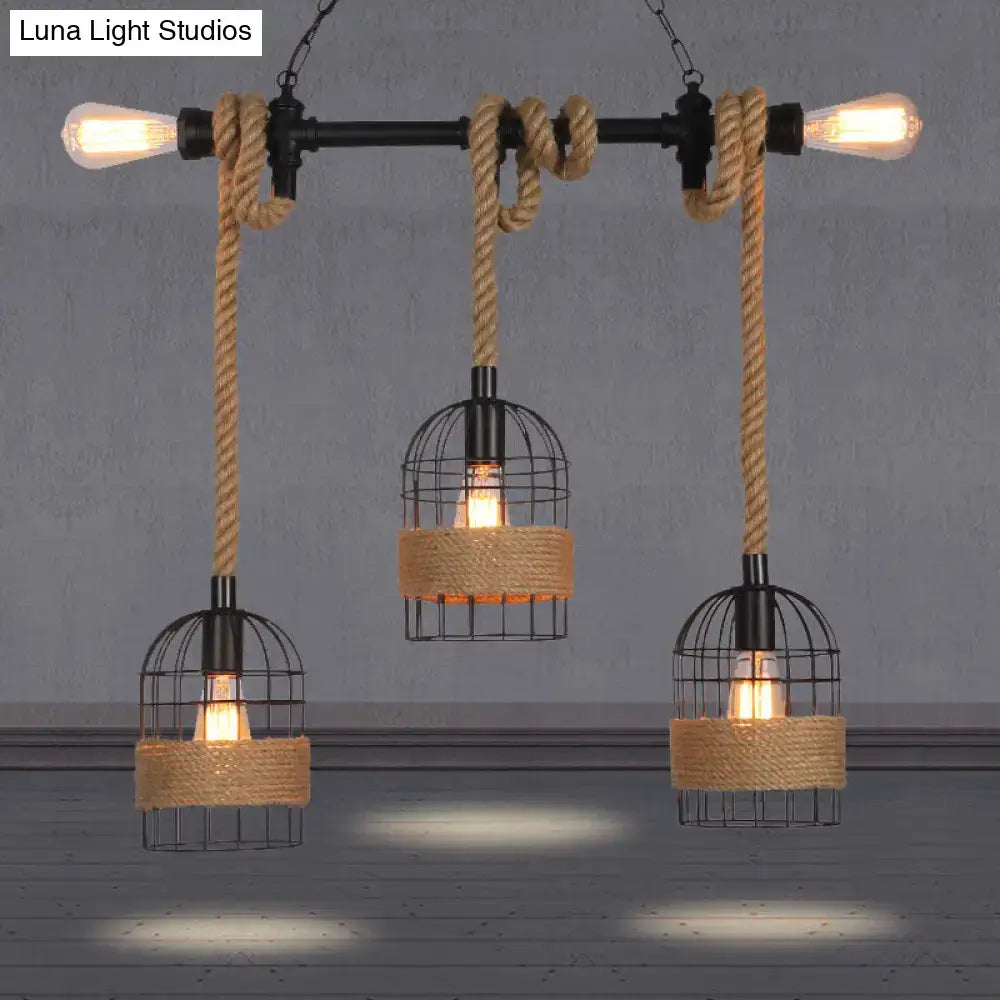 Black Rope Lantern Pendant