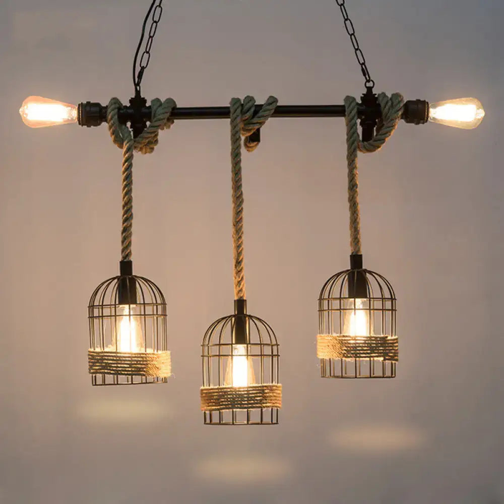 Black Rope Lantern Pendant