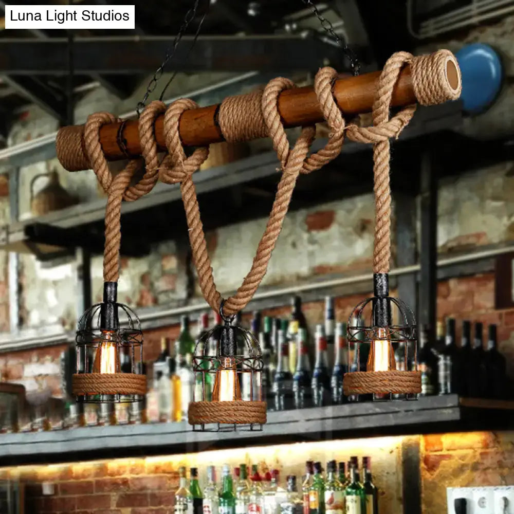Beige Bamboo Bar Chandelier