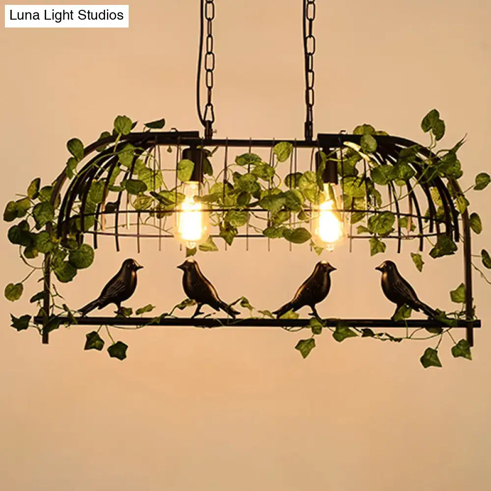 Black Birdcage Ivy Motif Island Light