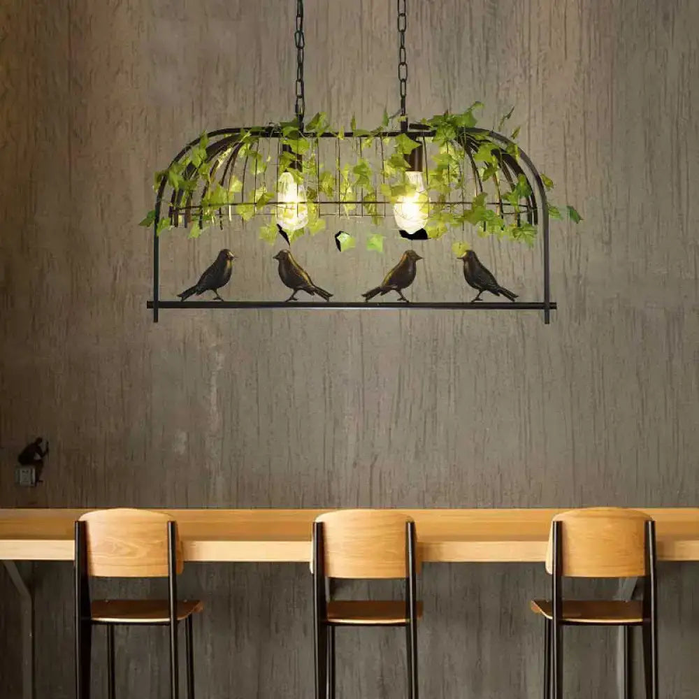 Black Birdcage Ivy Motif Island Light