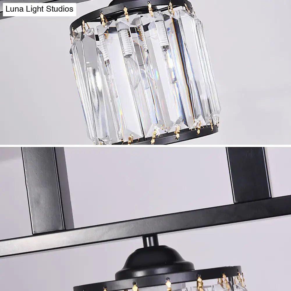 Black Cylindrical Crystal Island Pendant