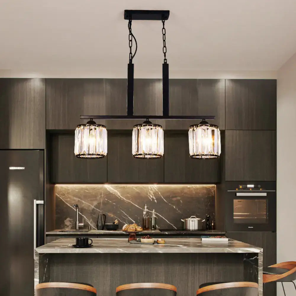 Black Cylindrical Crystal Island Pendant