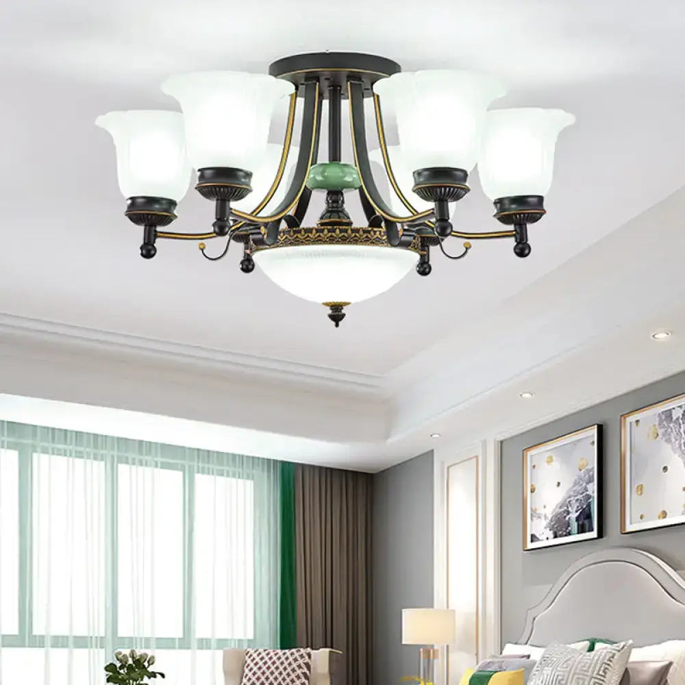 Gold Glass Flower Ceiling Light
