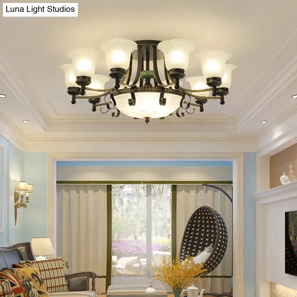 Gold Glass Flower Ceiling Light
