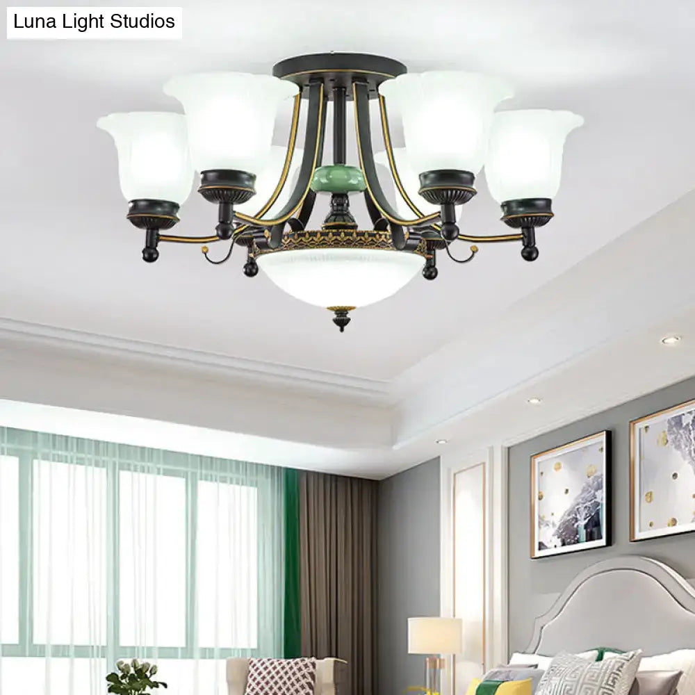Gold Glass Flower Ceiling Light