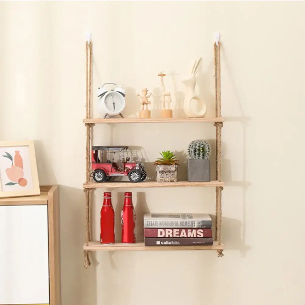 Wood Rope Floating Shelves
