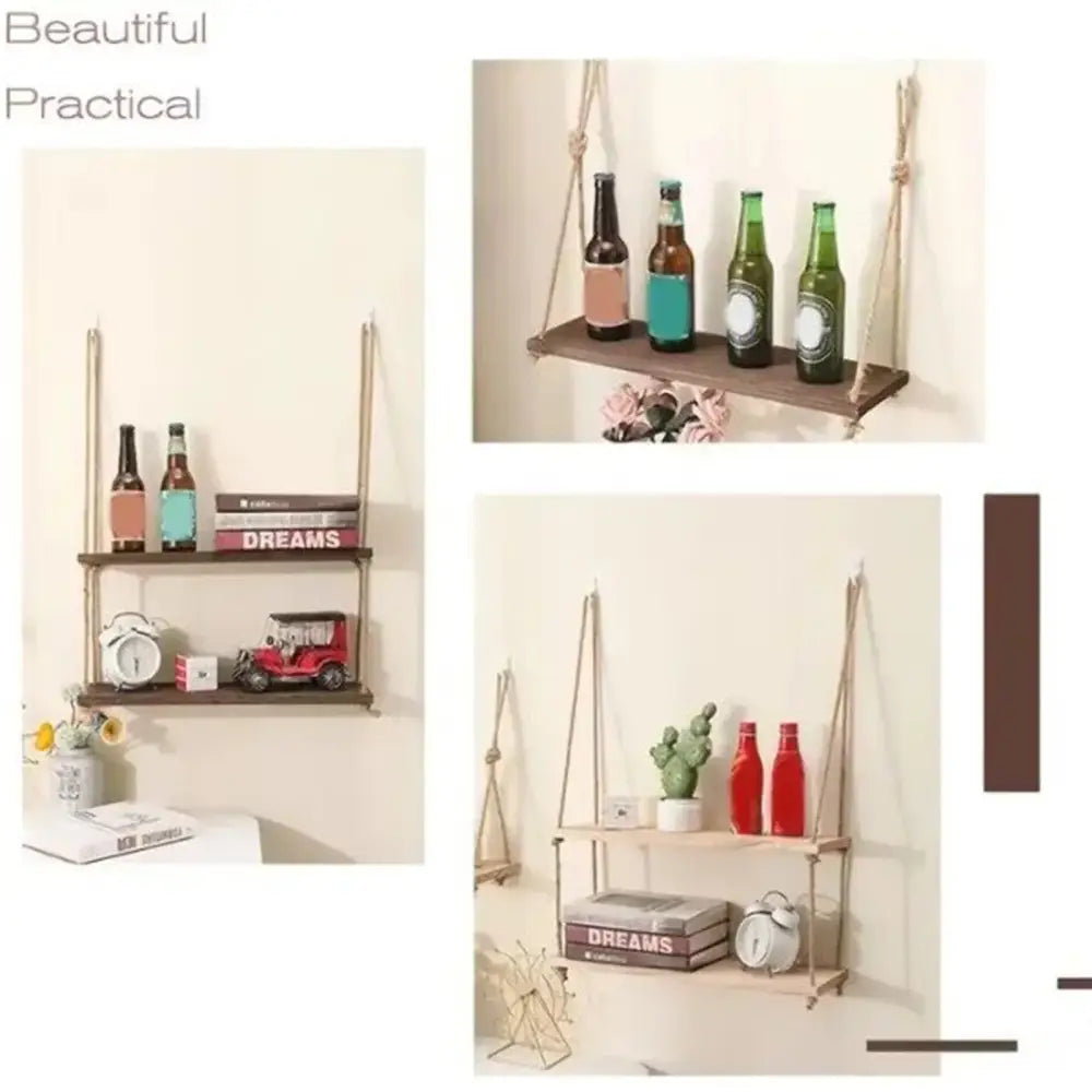 Wood Rope Floating Shelves