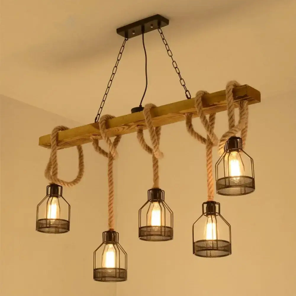 Wooden Linear Pendant Light