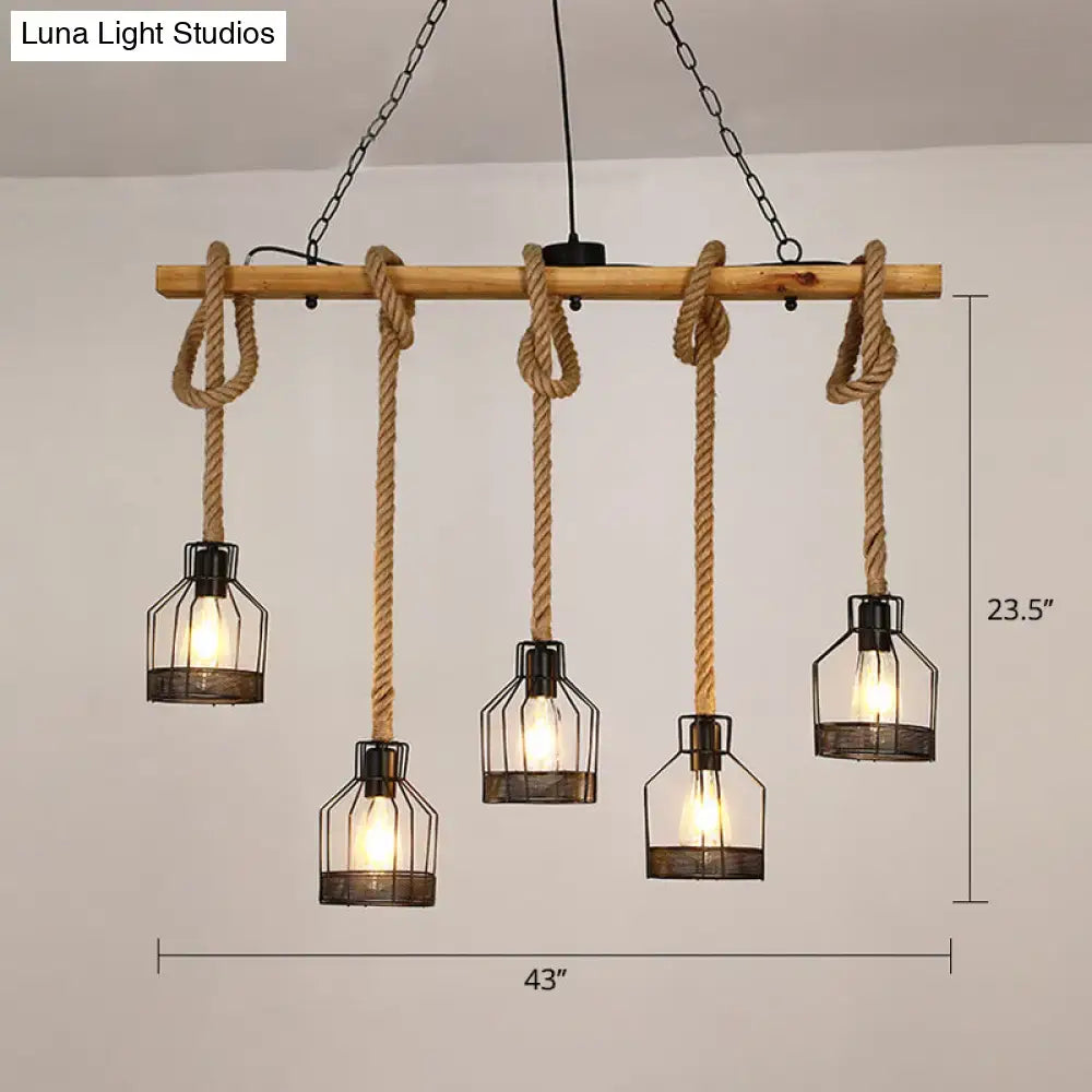 Wooden Linear Pendant Light