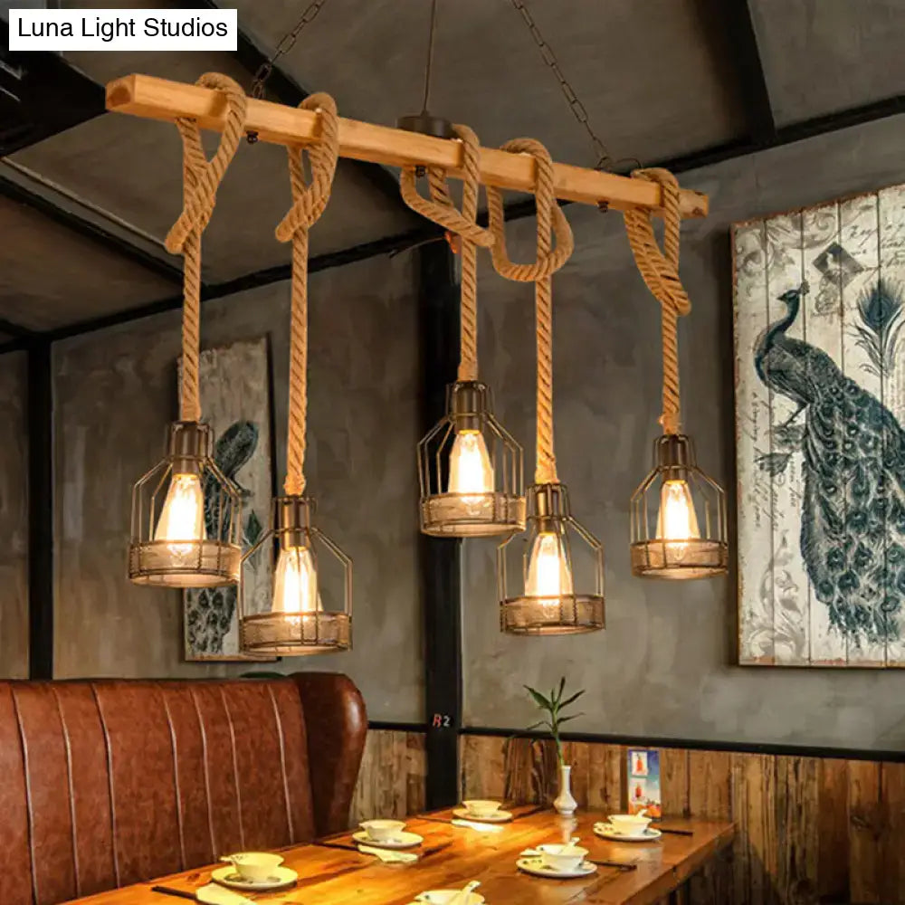 Wooden Linear Pendant Light