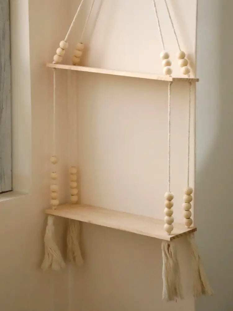 Beaded Wood Wall Shelf